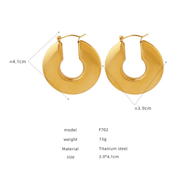 NEW💎18K Gold Plated Chunky Hoop Earrings*Large Hoop Earrings* - Picture 8 of 8